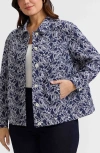 Foxcroft Zoey Embroidered Eyelet Shirt In Navy/white