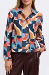 Foxcroft Thelma Geo Print Cotton Corduroy Shirt Jacket In Multi