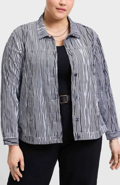 Foxcroft Thelma Gingham Crinkled Shirt Jacket In Multi