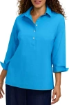 Foxcroft Therese Button Back Popover Shirt In Blue