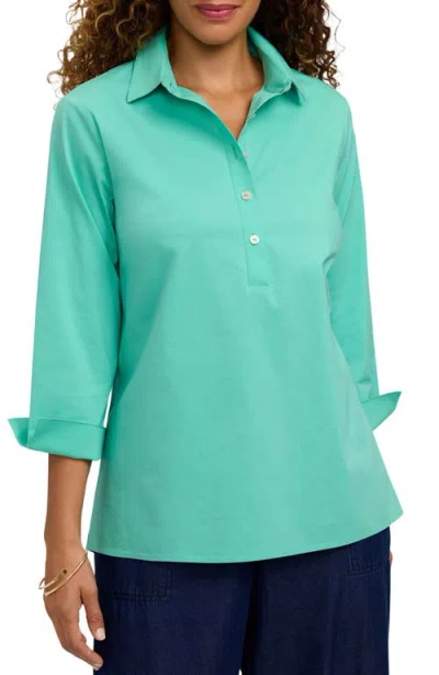 Foxcroft Therese Button Back Popover Shirt In Green