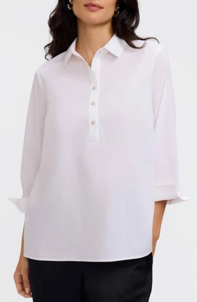 Foxcroft Therese Button Back Popover Shirt In White
