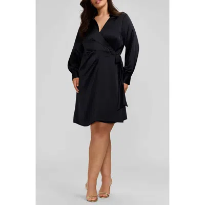 Foxcroft Valentina Long Sleeve Wrap Dress In Black