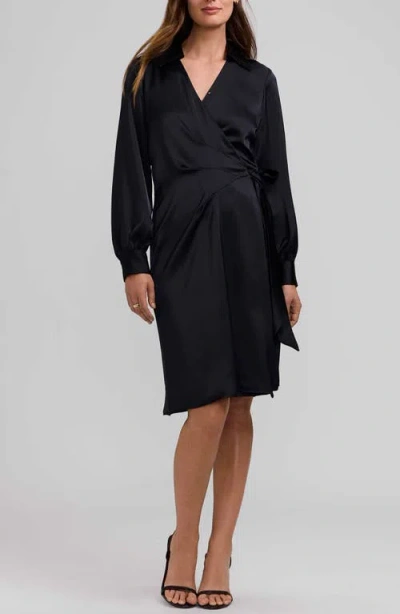 Foxcroft Valentina Seamed Wrap Dress In Black