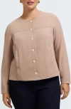 Foxcroft Valerie Crepe Knit Jacket In Brown