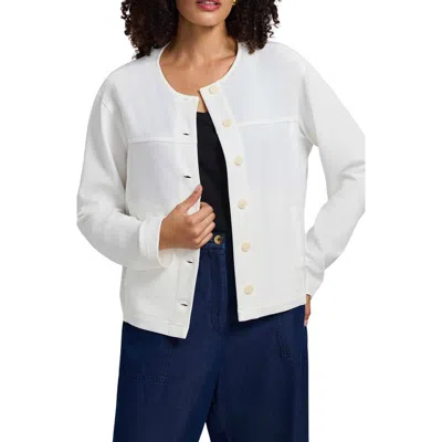 Foxcroft Valerie Crepe Knit Jacket In White