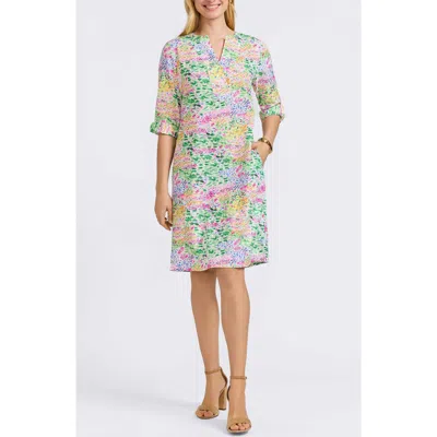Foxcroft Vena Floral Print Linen Blend Dress In Multi
