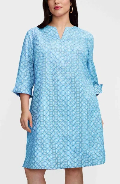 Foxcroft Vena Geo Lattice Print Cotton Shift Dress In Multi