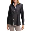 Foxcroft Veronica Double Face Button-up Shirt In Charcoal
