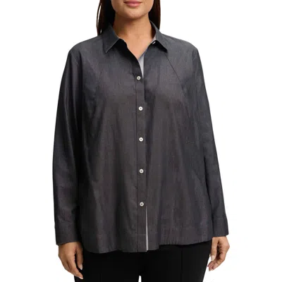 Foxcroft Veronica Double Face Button-up Shirt In Gray
