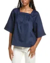 Foxcroft Violet Elbow-sleeve Matte Top In Blue