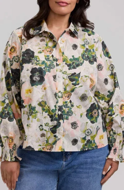Foxcroft Vivienne Bouquet Cotton Poplin Button-up Shirt In Multi