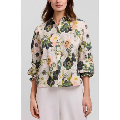 Foxcroft Vivienne Bouquet Cotton Poplin Button-up Shirt In Animal Print