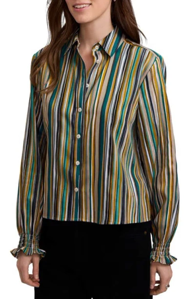 Foxcroft Vivienne Stripe Cotton Poplin Button-up Shirt In Multi