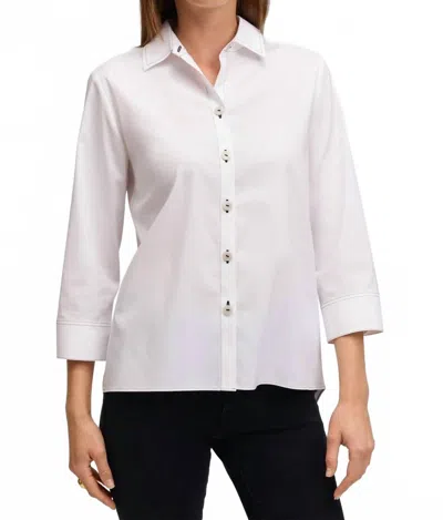 Foxcroft White Blouse With Black Stitching In White/black In Multi