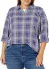 Foxcroft Women's Rhea Plaid Perfection Long Sleeve Shirt In Indigo In Blue