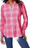 Foxcroft Women's Rhea Plaid Perfection Long Sleeve Shirt In Pink In Pink
