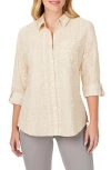 Foxcroft Zoey Abstract Print Cotton Button-up Shirt In Ivory Multi