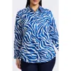 Foxcroft Zoey Cotton Button-up Shirt In Blue