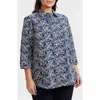 Foxcroft Zoey Embroidered Eyelet Shirt In Navy/white