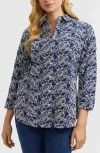 Foxcroft Zoey Embroidered Eyelet Shirt In Navy/white