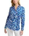 Foxcroft Zoey Cotton Button-up Shirt In Blue/white