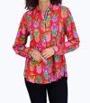 Foxcroft Zoey Pineapple Button-up Shirt In Yellow