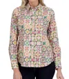 Foxcroft Zoey Watercolor Cotton Button-up Shirt In Multi