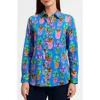 Foxcroft Zoey Pineapple Print Cotton Button-up Shirt In Blue Multi
