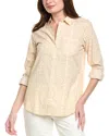 Foxcroft Zoey Abstract Print Cotton Button-up Shirt In Beige