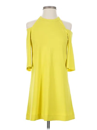Pre-owned Foxiedox 3/4 Sleeve Top Yellow Cold Shoulder Neckline Tops