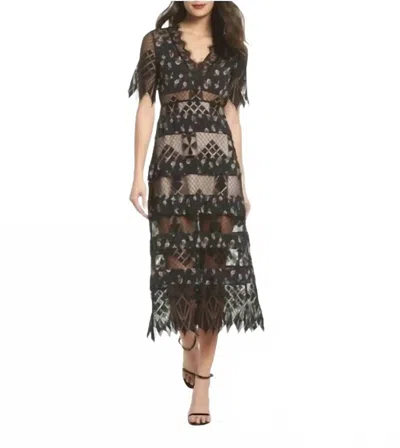 Foxiedox Sweetwater Floral Stripe Midi Dress In Black Multi