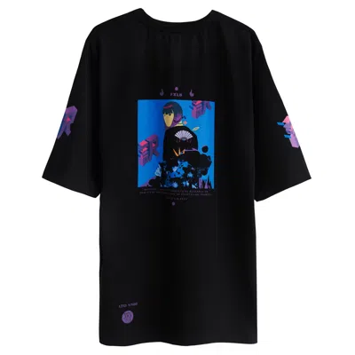 Foxylab New York Men's Black Jersey Oversized T-shirt Blue Method