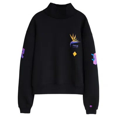 Foxylab New York Women's Unisex Black Fleece Pullover "blue Method"