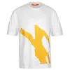 Foxylab New York Women's Unisex White Tee With Yellow Stripes Awaken In White