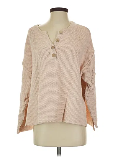 Pre-owned Fp Beach 3/4 Sleeve Blouse In Tan