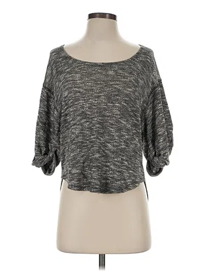 Pre-owned Fp Beach 3/4 Sleeve Top Gray Boatneck Tops