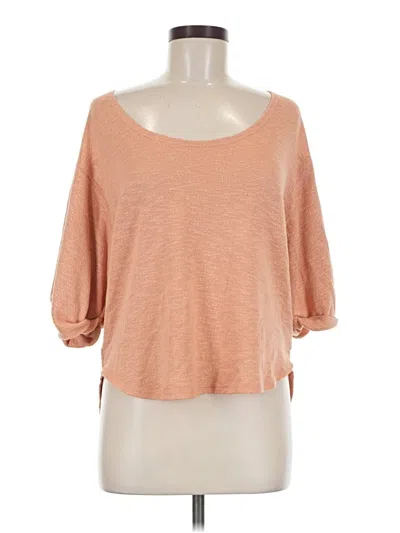 Pre-owned Fp Beach 3/4 Sleeve Top Tan Scoop Neck Tops