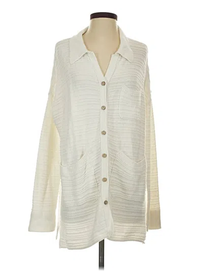 Pre-owned Fp Beach Cardigan Sweater In White