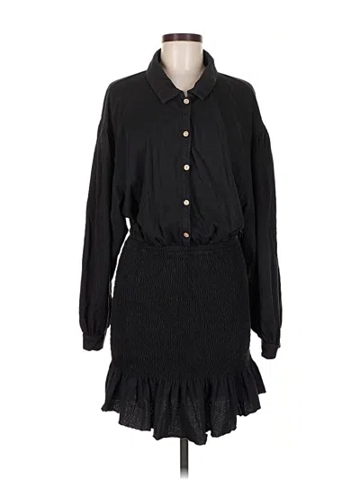 Pre-owned Fp Beach Long Sleeve Blouse In Black