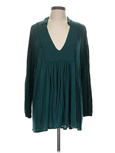 Pre-owned Fp Beach Long Sleeve Blouse In Teal