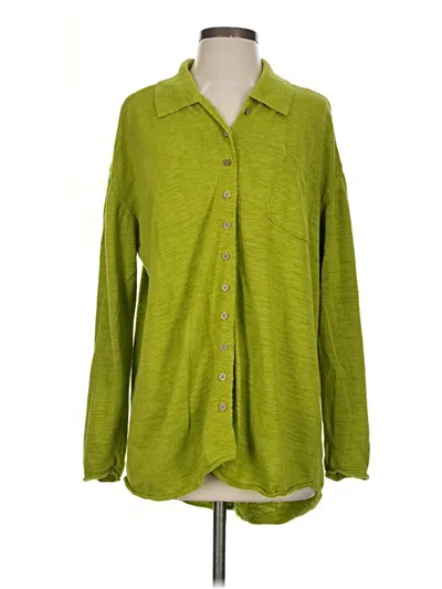 Pre-owned Fp Beach Long Sleeve Button Down Shirt In Green