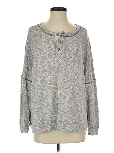 Pre-owned Fp Beach Long Sleeve Top Gray Crew Neck Tops