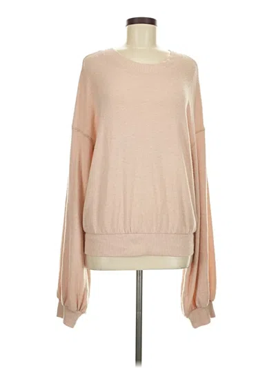 Pre-owned Fp Beach Long Sleeve Top Tan Boatneck Tops