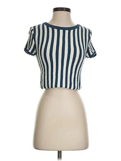Pre-owned Fp Beach Short Sleeve Top Blue Square Neckline Tops