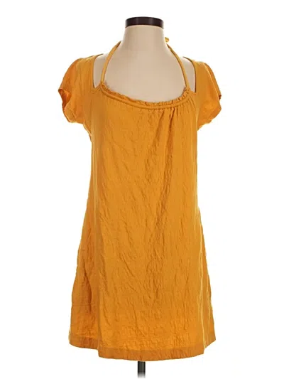 Pre-owned Fp Beach Short Sleeve Top Yellow Halter Neckline Tops