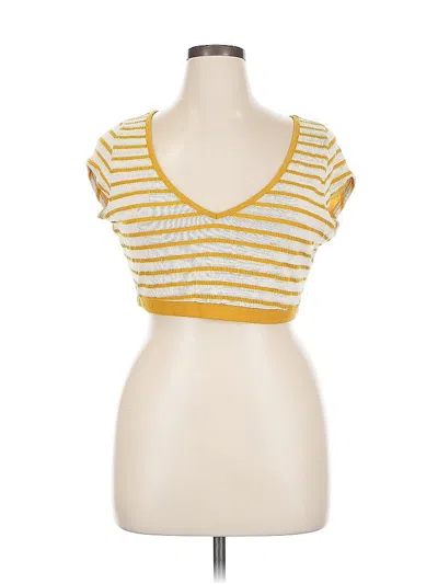 Pre-owned Fp Beach Short Sleeve Top Yellow Sweetheart Neckline Tops