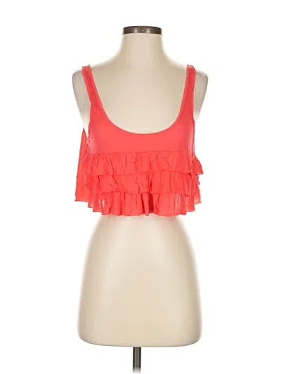 Pre-owned Fp Beach Tank Top Red Ruffles Neckline Tops