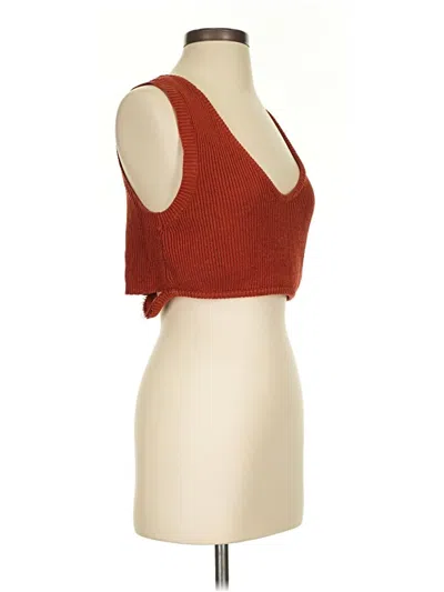 Pre-owned Fp Beach Tank Top Red Strapless Neckline Tops
