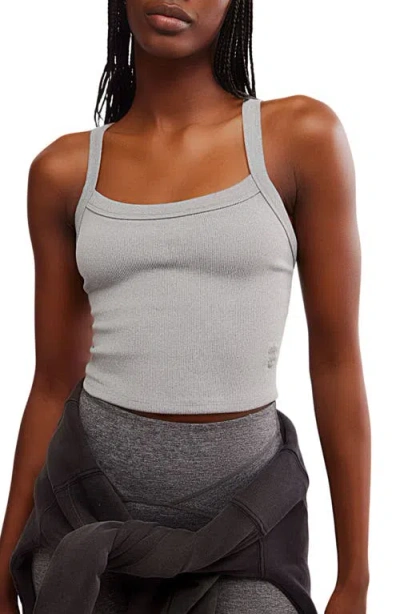 Fp Movement By Free People All Clear Rib Crop Camisole In Heather Grey